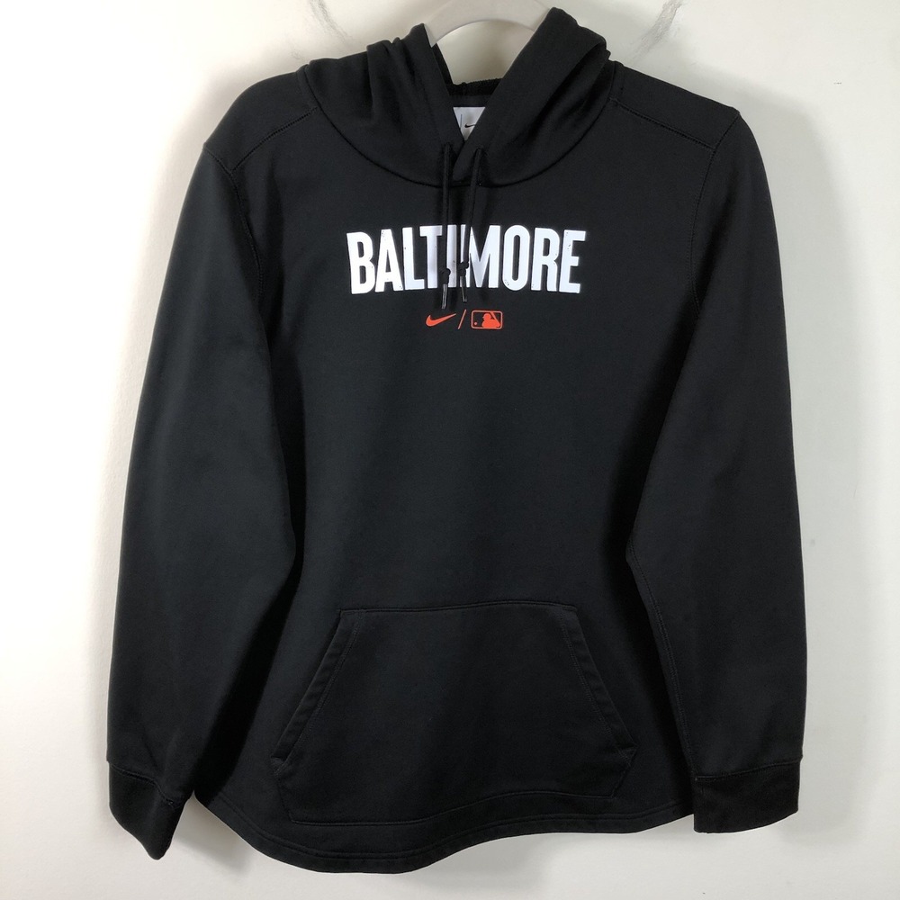 Baltimore Orioles Nike Therma-Fit MLB Pullover Hoodie Women's XL Black Baseball